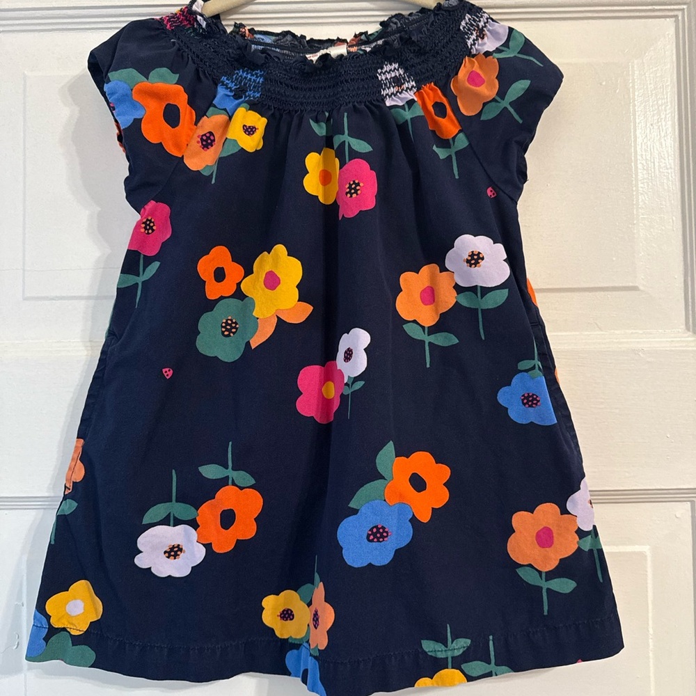 Hanna Andersson Floral Navy Toddler Dress